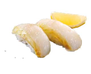 ひらめ昆布〆宇治抹茶仕立て　レモン塩の画像